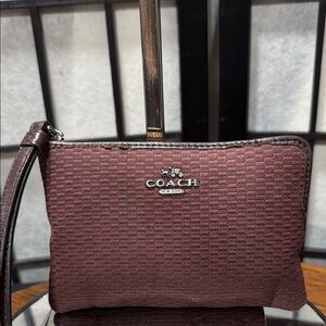 Coach Corner Zip Wristlet In Legacy Jacquard